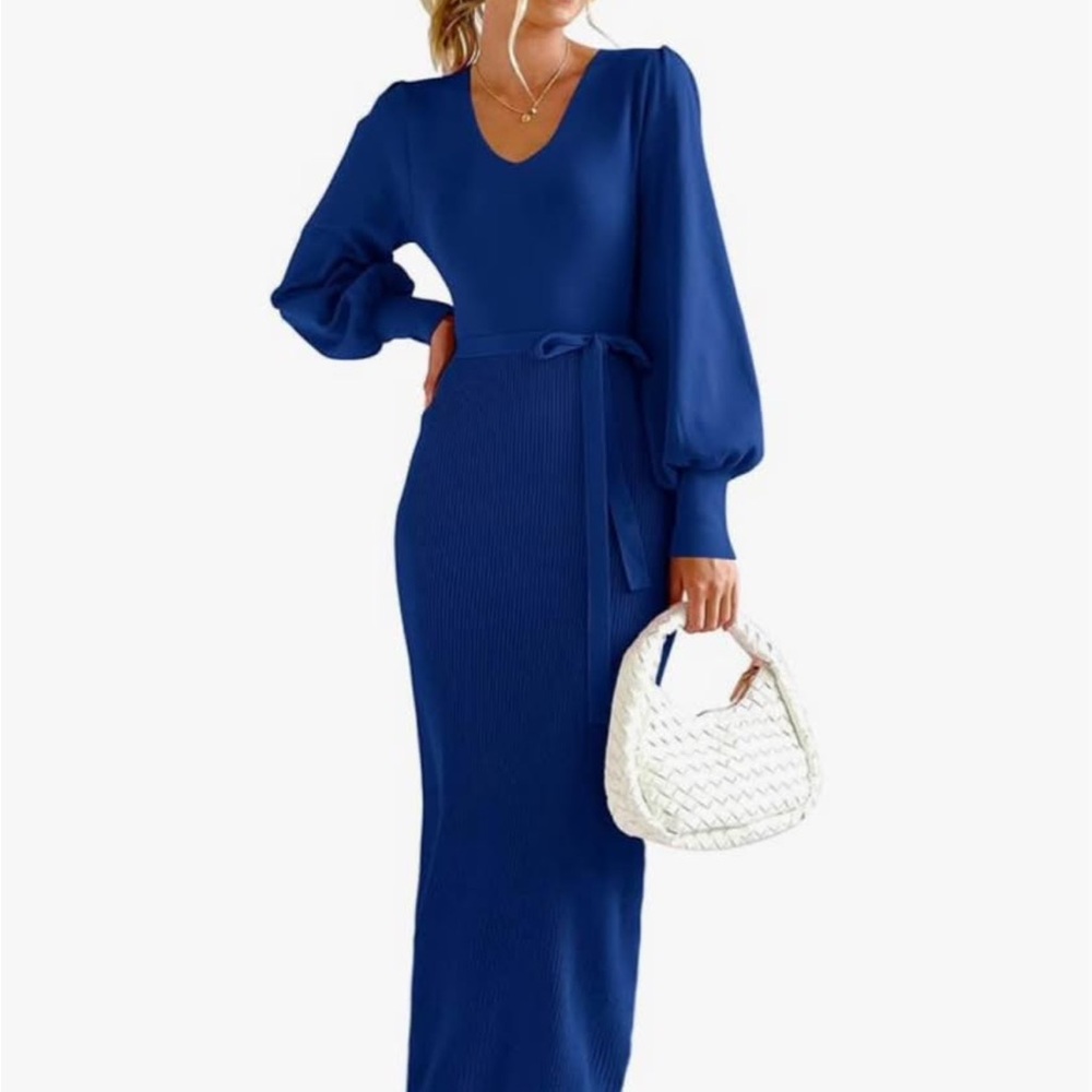 Chic Long Sleeve Blue Dress